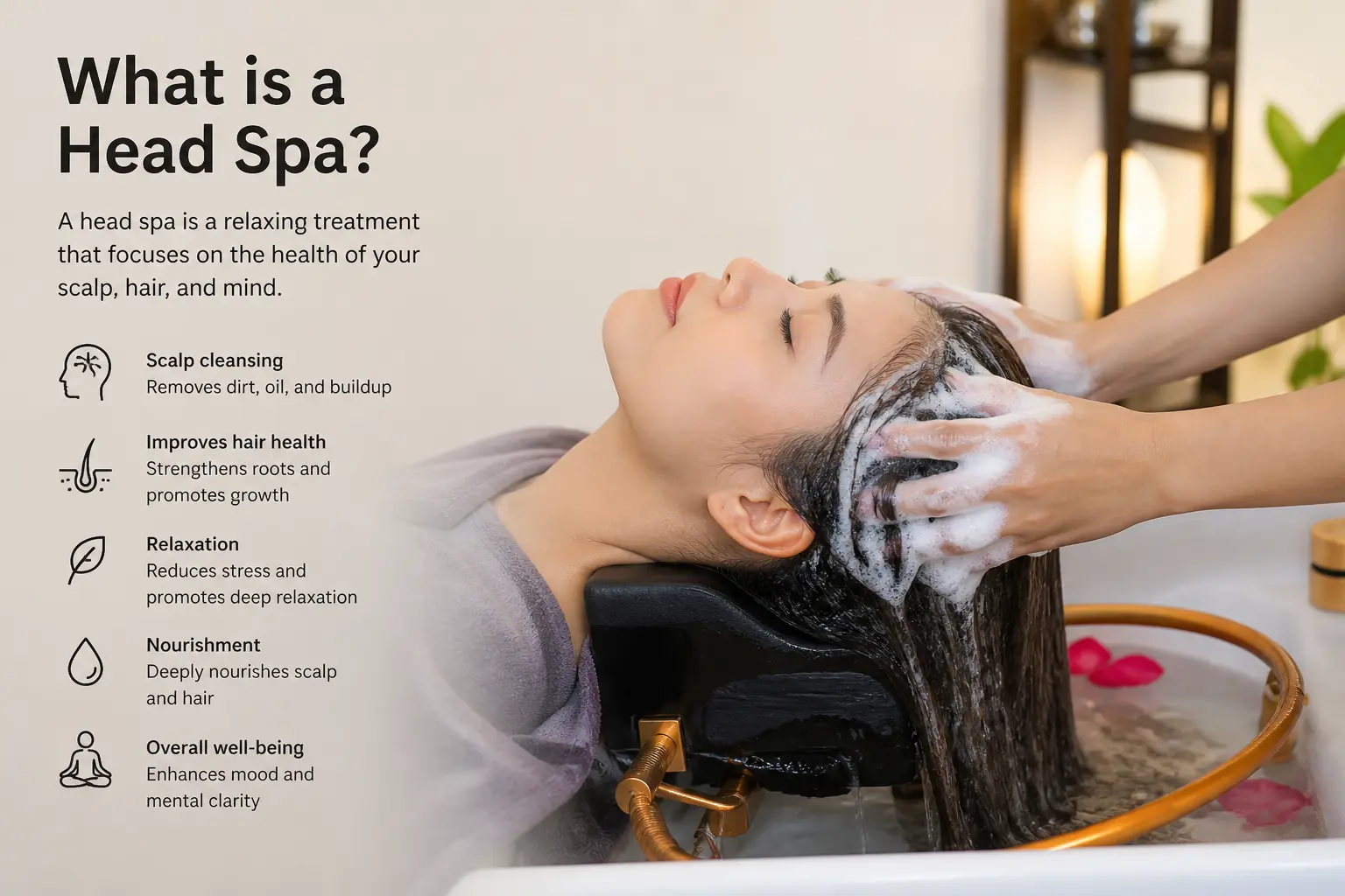 Luxury head spa treatment at ZENYA
