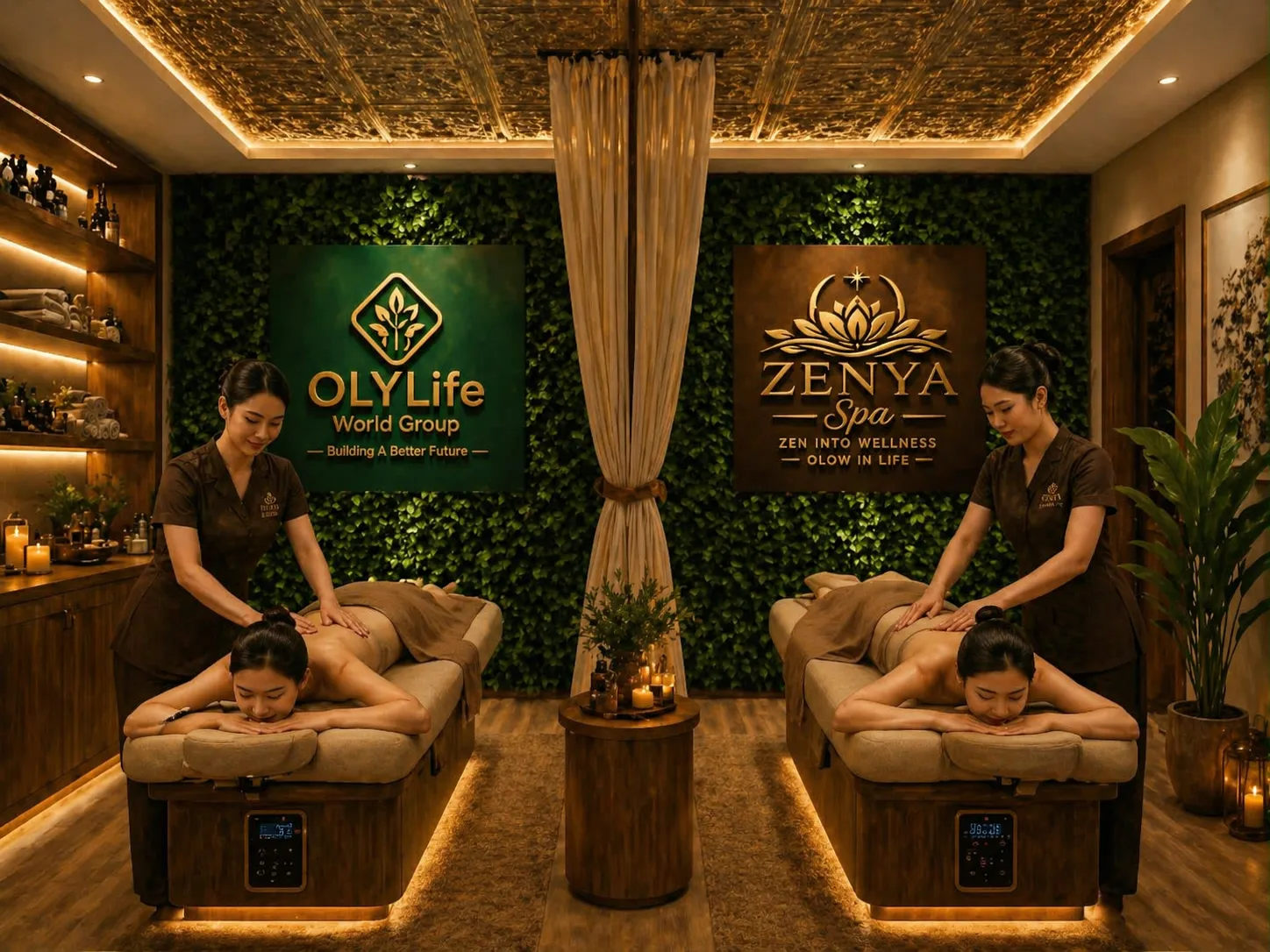 Zenya spa interior with calming atmosphere and client relaxation
