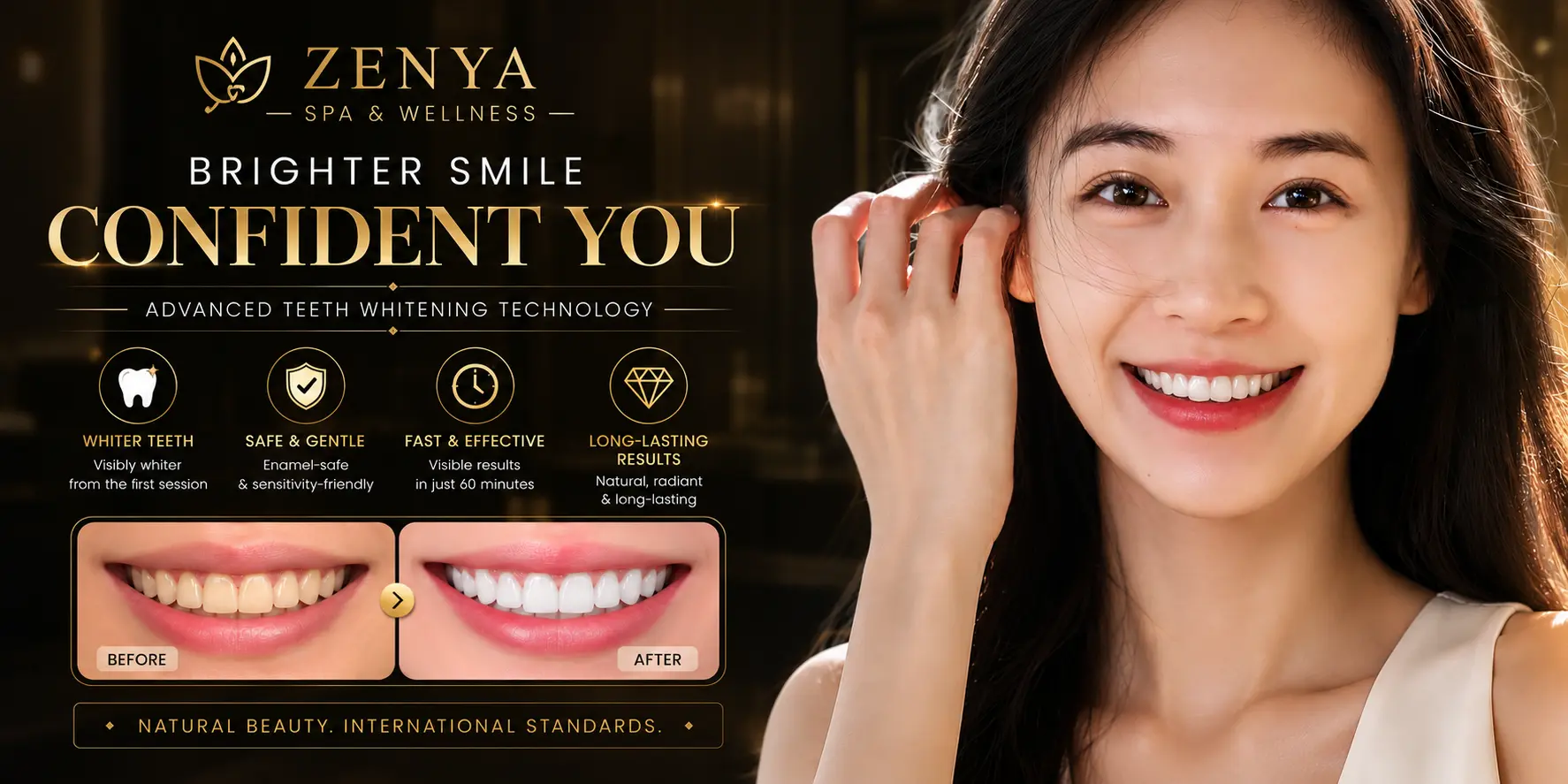Professional teeth whitening treatment at ZENYA